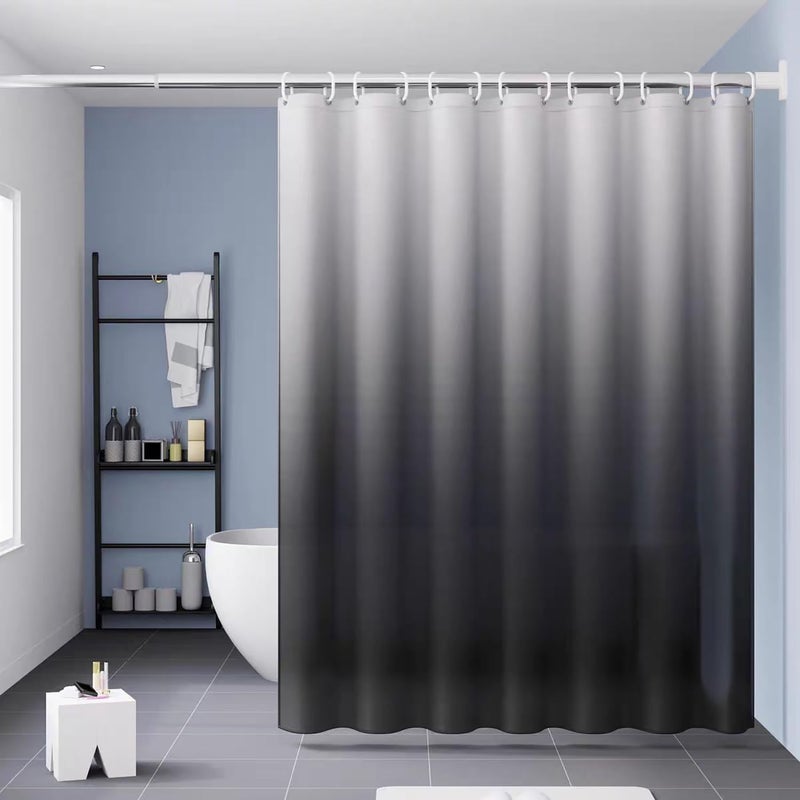 TIKABC Shower Curtain Liner, 4G PEVA Shower Liner, Plastic Waterproof Shower Curtains, with Grommet Holes and 3 Magnetic Weights(Gradient Grey) - Image 1